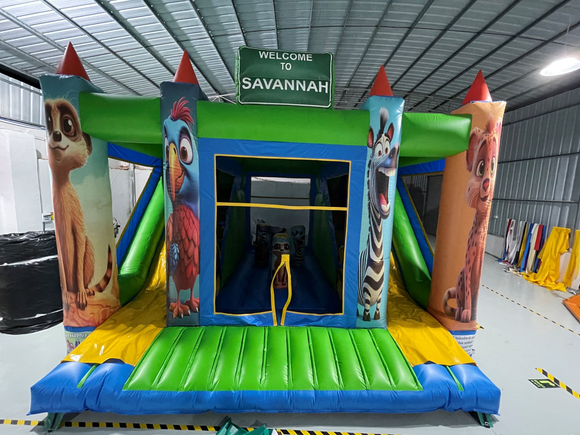 Bouncer cu tobogan dublu savana