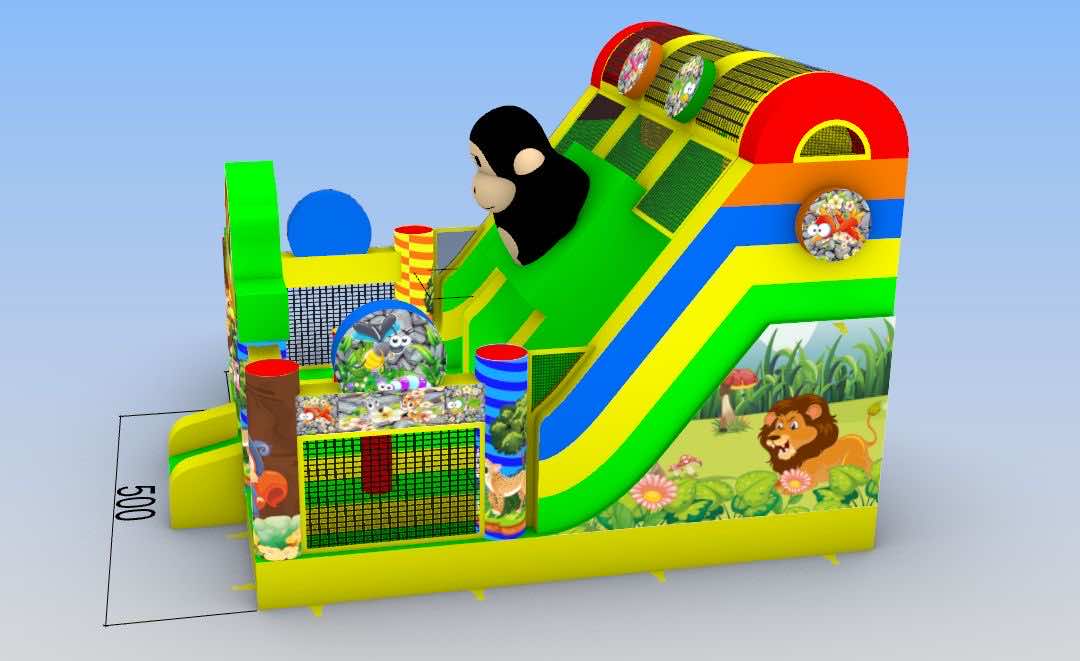Bouncer cu tobogan dublu zoo